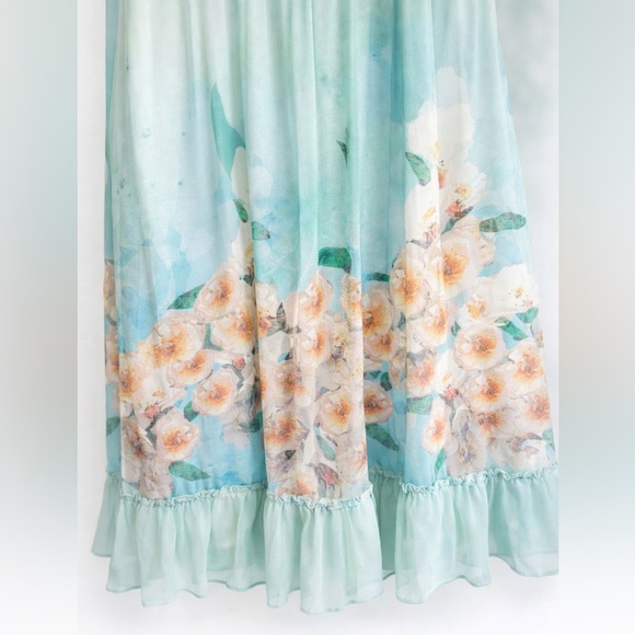 Vintage Annalise Mulberry Silk Dress ruffle bead puff sleeve fitted waist sz M - Picture 4 of 6